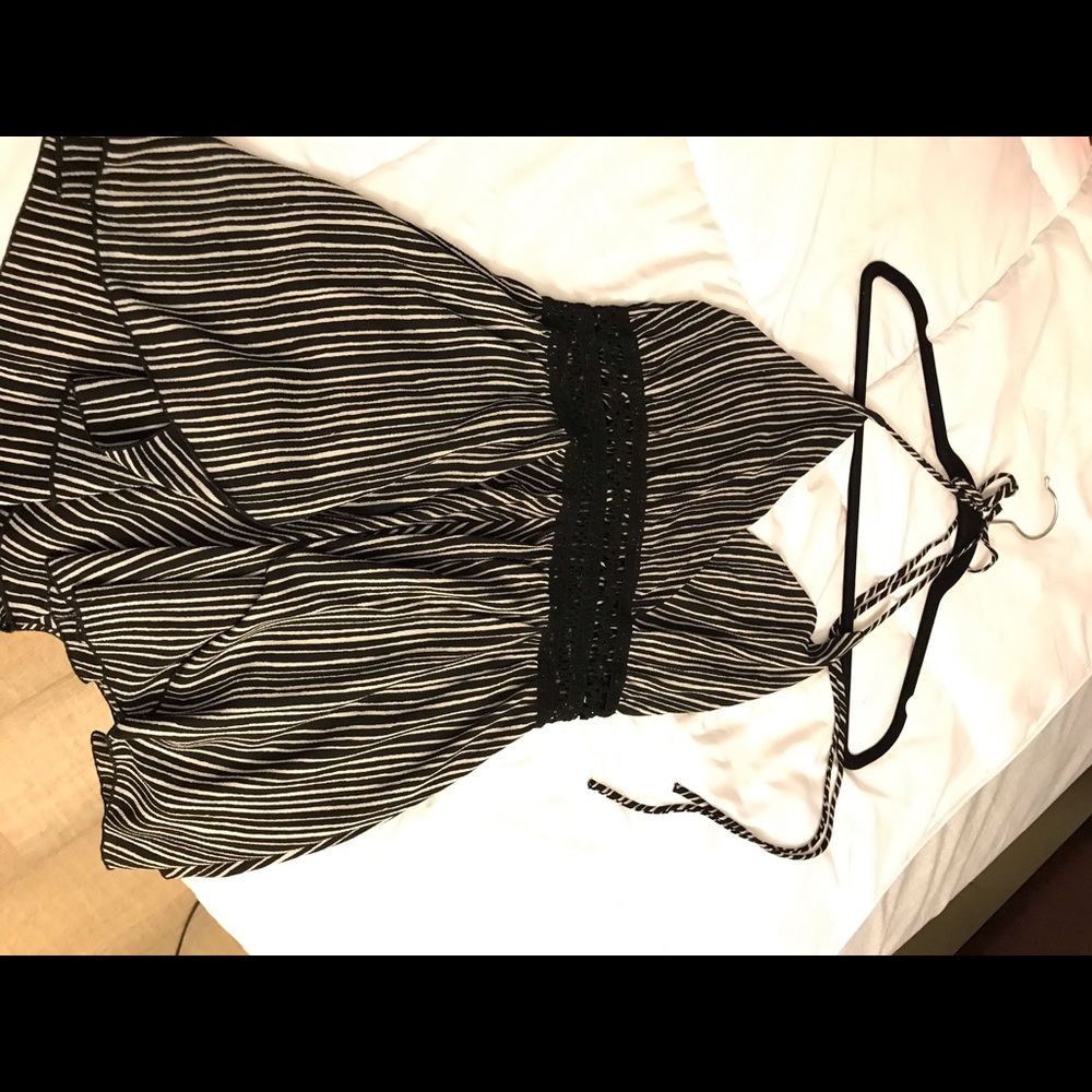 Black White Striped Romper
